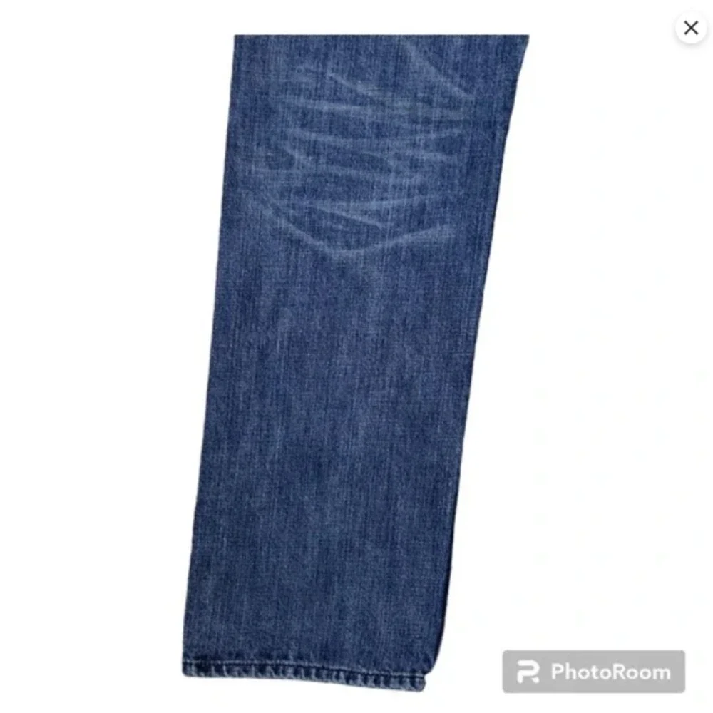 RRJ Original Jeans Men's Straight Blue Jeans Size 34 Blue Embroidered 5 Pocket